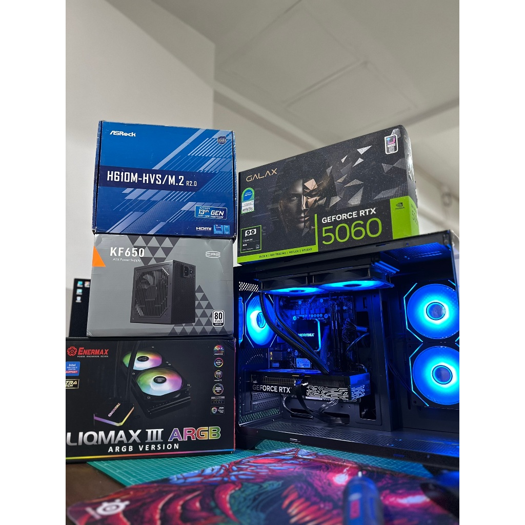 คอมเซ็ต มือสอง Spec I5 12400f / RTX 5060 8gb / H610M DDR4 / Ram 16gb(8*2) bus 3200 / M.2 500gb / 650