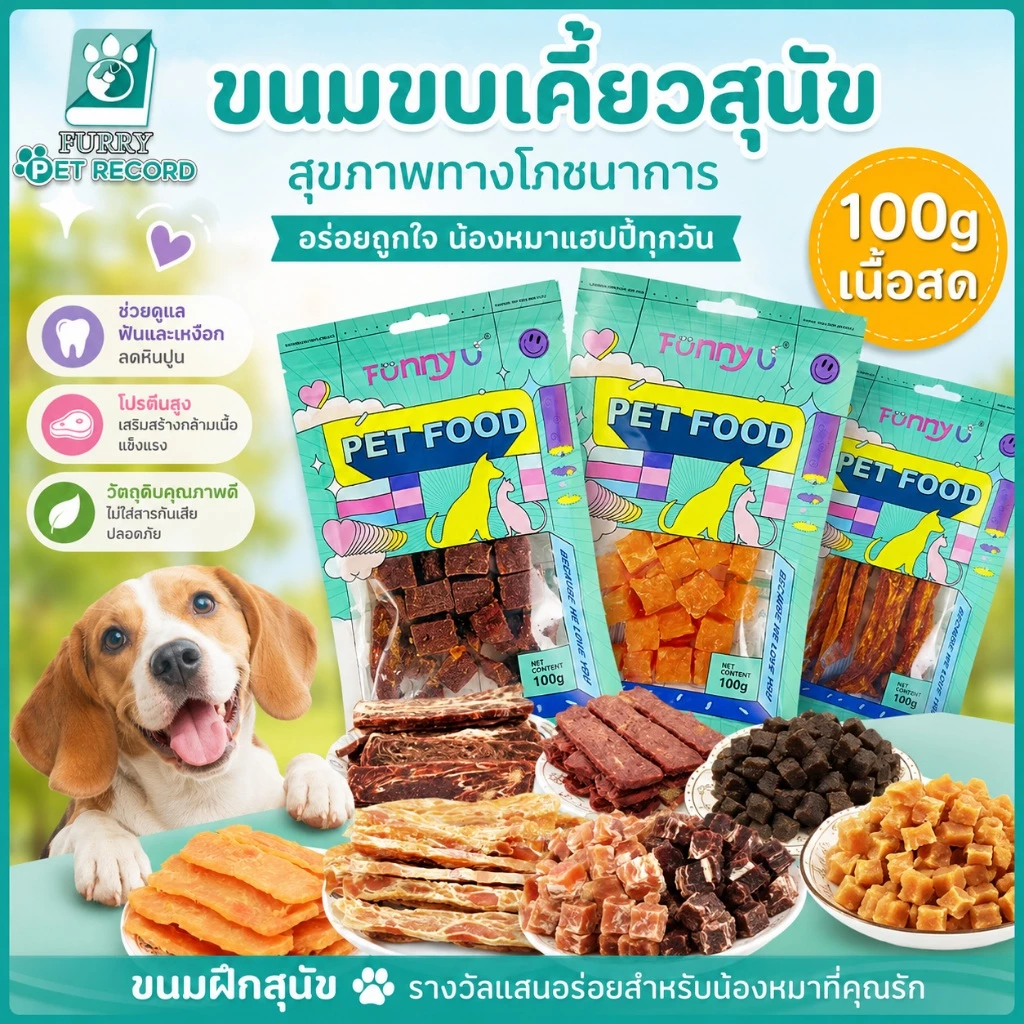 ขนมสำหรับสุนัข อุปกรณ์ฝึกการเคลื่อนไหว ทำความสะอาดฟัน เสริมสร้างมิตรภาพ ขนมอบสำหรับสุนัข เนื้อแดดเดียว