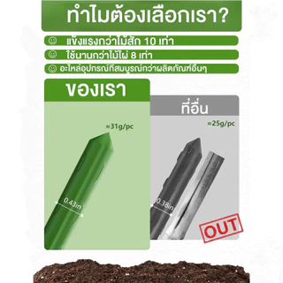 ไม้ค้ำต้นไม้ยาว 60-180ซม 10 ชิ้น วัสดุทำจากเหล็ก เคลือบพลาสติกสีเขียว PE เสามะเขือเทศ ไม้ค้ำยันต้นไม้ เสาปลูกผัก