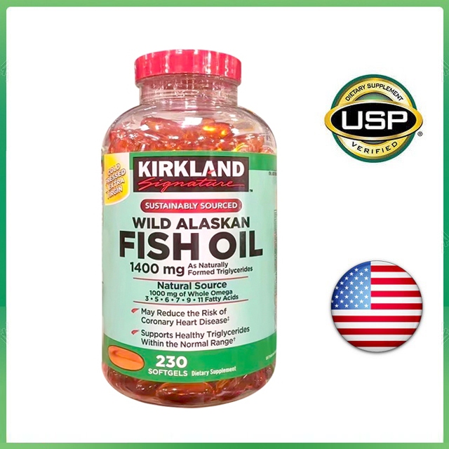 (Exp.09/2027)Kirkland Wild Alaskan Fish Oil 1400 mg 230 เม็ด