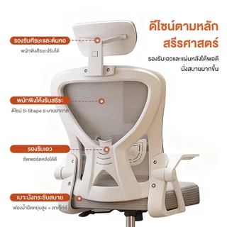 เก้าอี้สำนักงาน เก้าอี้คอมพิวเตอร์ ตาข่ายระบายอากาศ พนักพิงเก้าอี้สามารถปรับเอนได้ เก้าอี้สำนักงานตามหลักสรีระศาสตร์