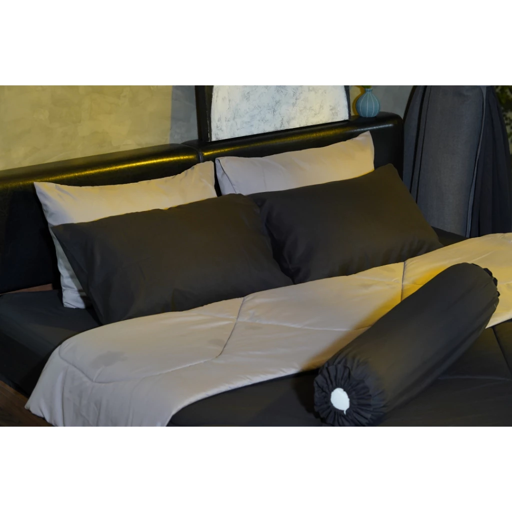 CIARA Bedding ชุดผ้าปูที่นอนและผ้านวมทูโทน สีดำ/เทา ผ้าไมโครเทค 400 เส้นด้าย thumbnail 6