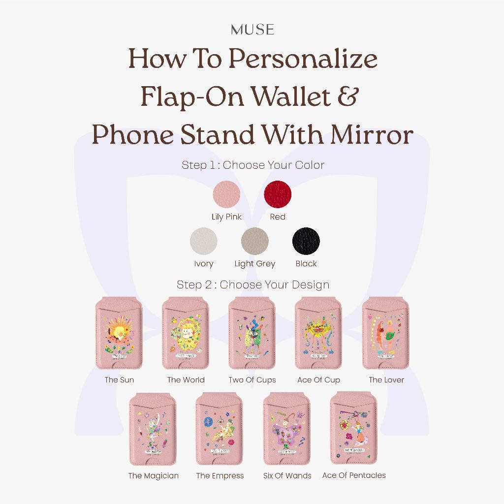 MUSExMONNNAE - Personalized Flap-On Wallet & Phone Stand With Mirror