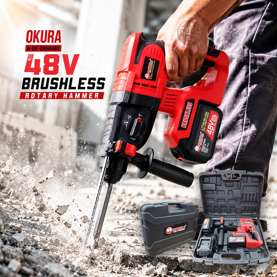สว่านโรตารี่แบตเตอรี่ไร้สาย OKURA รุ่น A-OK-BRHD48V (Brushless)