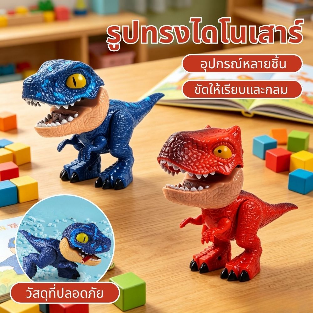 5 In 1 ชุดเครื่องเขียนไดโนเสาร์ ของเล่นโมเดลไดโนเสาร์ สําหรับเด็ก พร้อมกบเหลาดินสอ ไม้บรรทัดตบ สร้อยข้อมือ ยางลบ ที่เย็บ