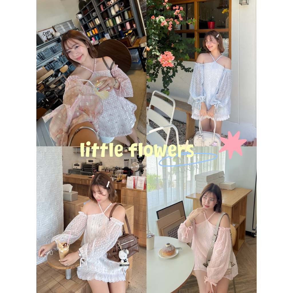 top020 - little flower 🌼 🍡 เสื้อสายเดี่ยวผูกโบว์ 🪞🧸🎀