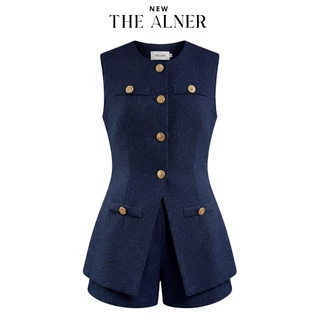 Thealner - Selena suit AN422 (เซตเสื้อแขนกุดแต่งกระดุมทองกางเกงขาสั้น)