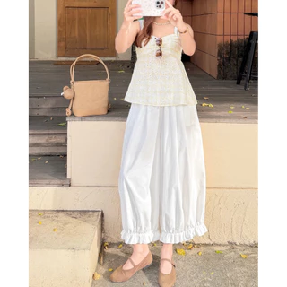 (aunaunn.official) Nicey pants – กางเกงขากระบอกใหญ่ ขาจั๊ม (พร้อมส่ง)