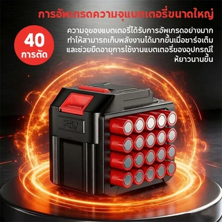 เลื่อยไร้สายขนาด 6 นิ้ว 21 โวลต์ พร้อมแบตเตอรี่และที่ชาร์จ น้ำหนักเบาและพกพาสะดวก ใช้สำหรับตัดไม้และตัดแต่งกิ่งไม้
