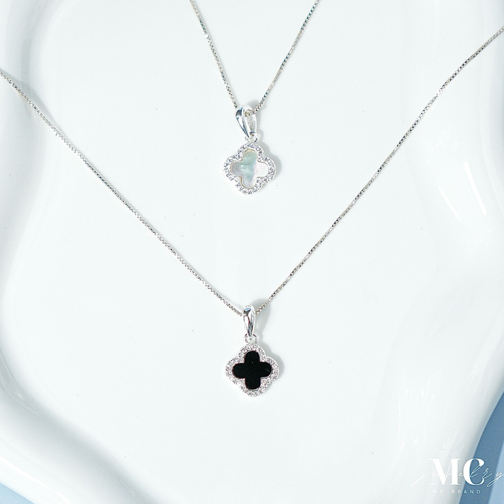MCbrand.Jewelry สร้อยคอเงินแท้ 92.5% รุ่น Fortuna Clover ใบโคลเวอร์ โชคดี [แถมกล่อง+ใบประกัน] ใส่ติดตัวได้ ไม่ลอก