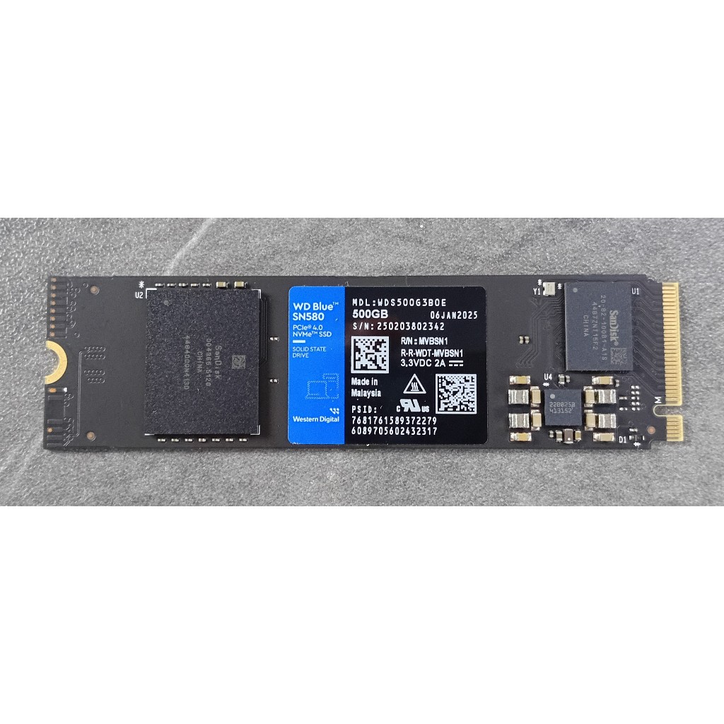 500 GB SSD (เอสเอสดี) WD BLUE SN580 - PCIe 4x4NVMe M.2 2280 (WDS500G3B0E)
