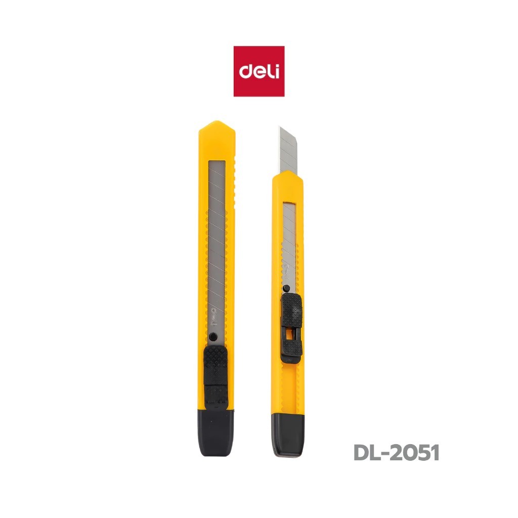 Deli คัตเตอร์ 9 มม. สีเหลือง รุ่น No.2051 / ชิ้น