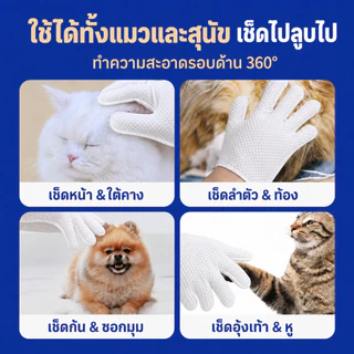 💦ถุงมือสัตว์เลี้ยงแบบใช้แล้วทิ้ง ดับกลิ่น ดูแลผิวสุนัขและแมว ถุงมือทำความสะอาดระงับกลิ่นกายสำหรับแมว