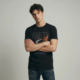 DAVIE JONES เสื้อยืด พิมพ์ลาย Graphic Slim Fit T-Shirt WA0288 สีดำ