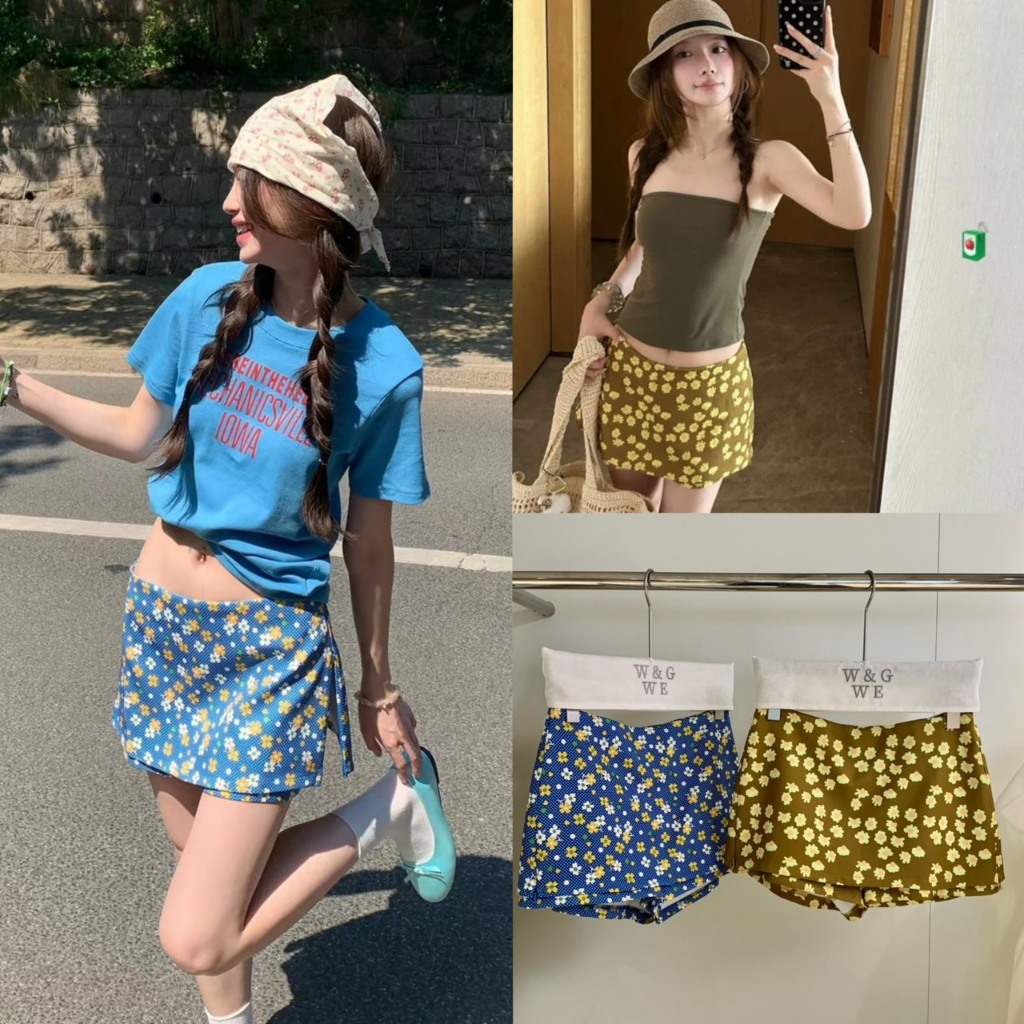 Floral Mini Skirt กระโปรงสั้นลายดอก - 9828 TAG WG.WE