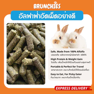Brunchies หญ้าทิมโมธี/อัลฟาฟ่าอัดเม็ดอย่างดี (500g/1kg) เสริมอึสวย อ้วนท้วนสมบูรณ์ สำหรับกระต่าย แกสบี้ ฟันแทะ