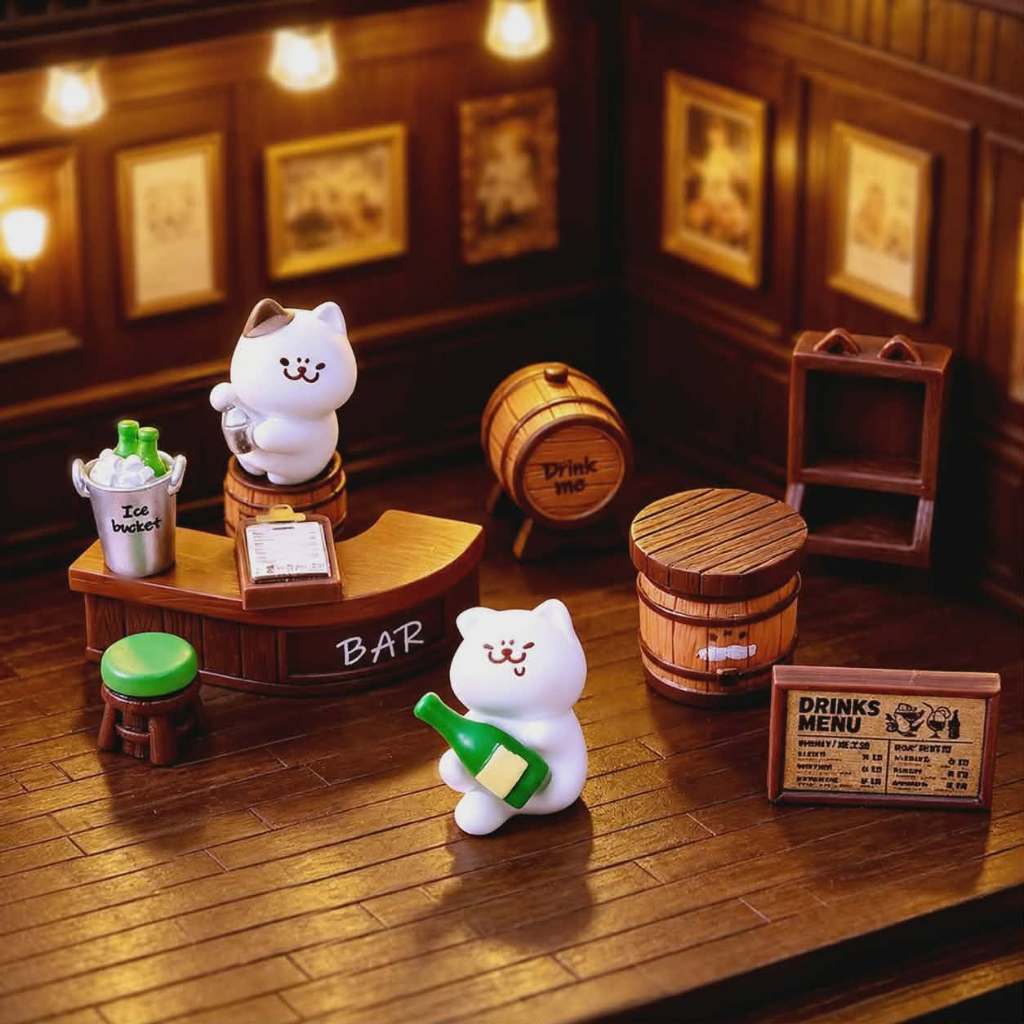 J735B ร้านเหล้าแมวของตกแต่งของจิ๋วน่ารัก