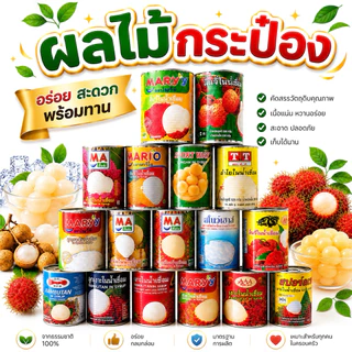 (เซต3) ผลไม้กระป๋อง เงาะ ลำใย ลิ้นจี่ ลูกตาล มีหลายแบบ