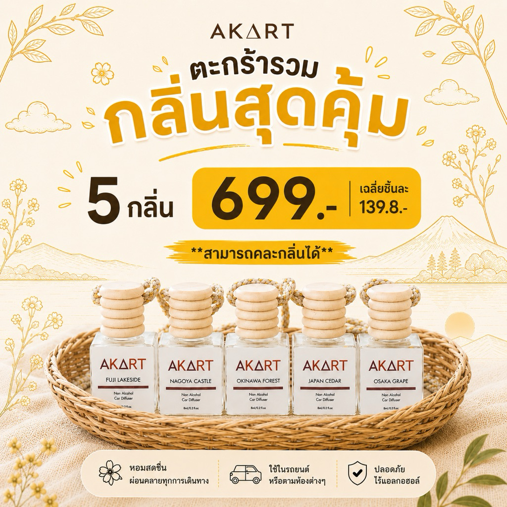 [ซื้อ5คุ้มกว่าคละได้] น้ำหอมรถยนต์ AKART Special Japan Collection