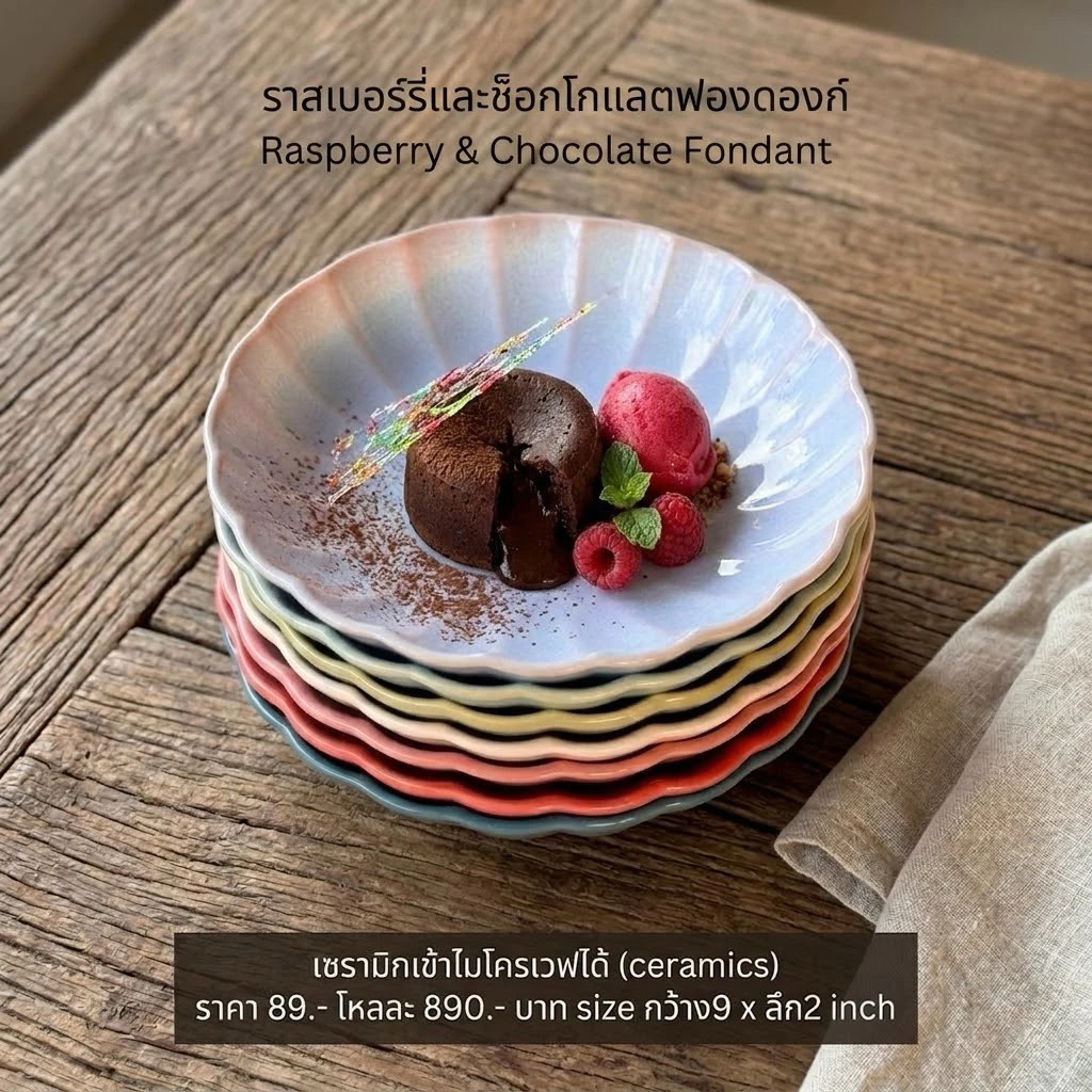 พาสต้า 9 (มีตำหนิ) ลายกลีบดอกไม้ (Petal Bloom)”สไตล์มินิมอลโรแมนติก (Minimal Romantic Style) สามารถเข้าไมโครเวฟได้