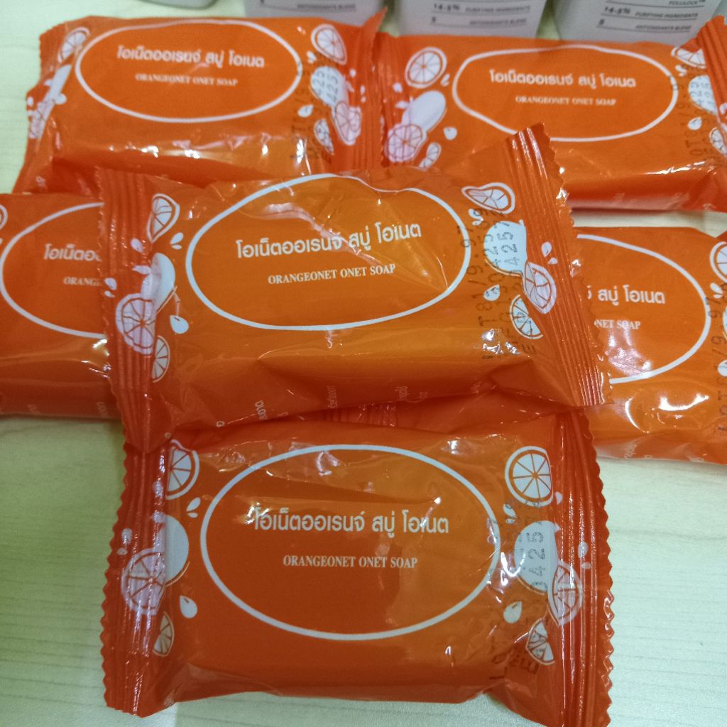Onet orange acne skin care soap โอเน็ต ส้ม ออเร้นจ์ สิว ฝ้า กระ จุดด่างดำ 27กรัม