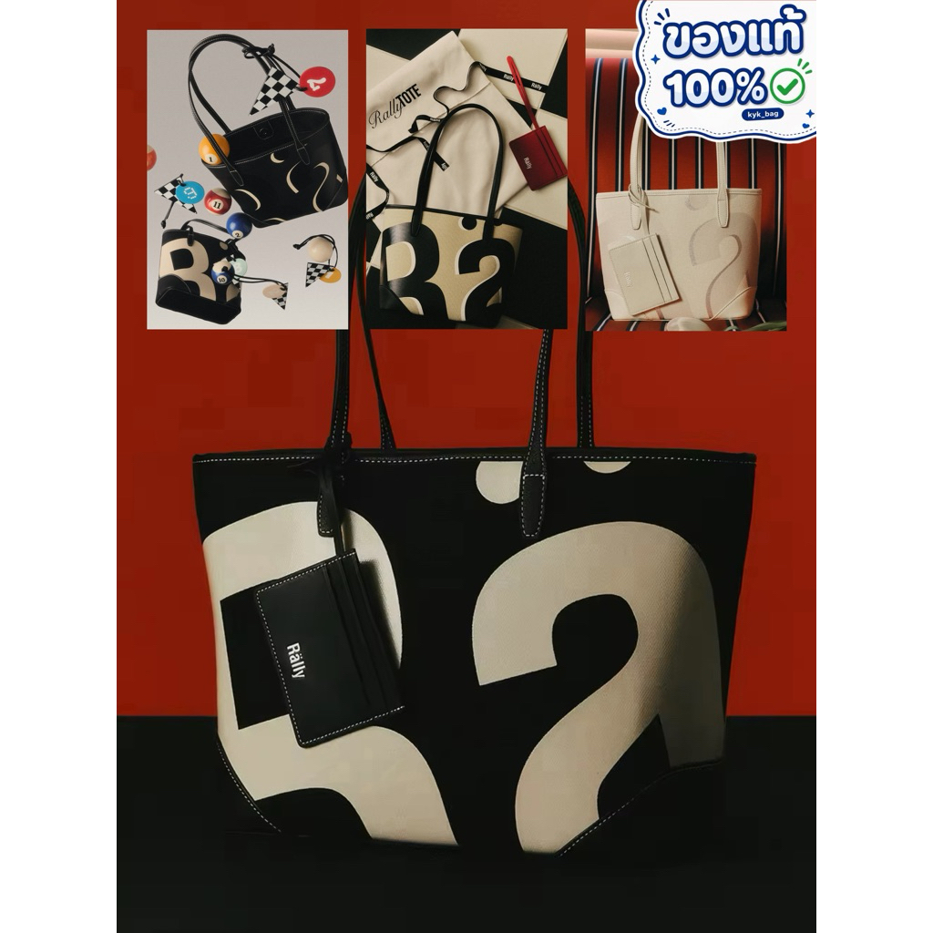 ของแท้💯 *ส่งด่วน🔥 Rally Mini Leather Tote - กระเป๋าหนังทรง Mini Tote ลายโลโก้(แถมฟรี Random Leather Tag)Rally City Tote