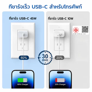 【นำเข้าแท้】PD 35W หัวชาร์จเร็ว + สายชาร์จเร็ว ชุดชาร์จ Fast charger รองรับรุ่น 5~17 รับประกัน 3ปี