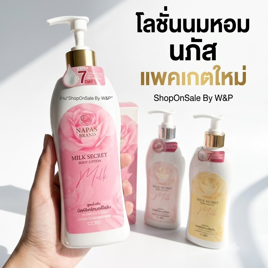 (ของแท้) โลชั่นนมหอม แบรนด์นภัส สูตรใหม่-คอทอง