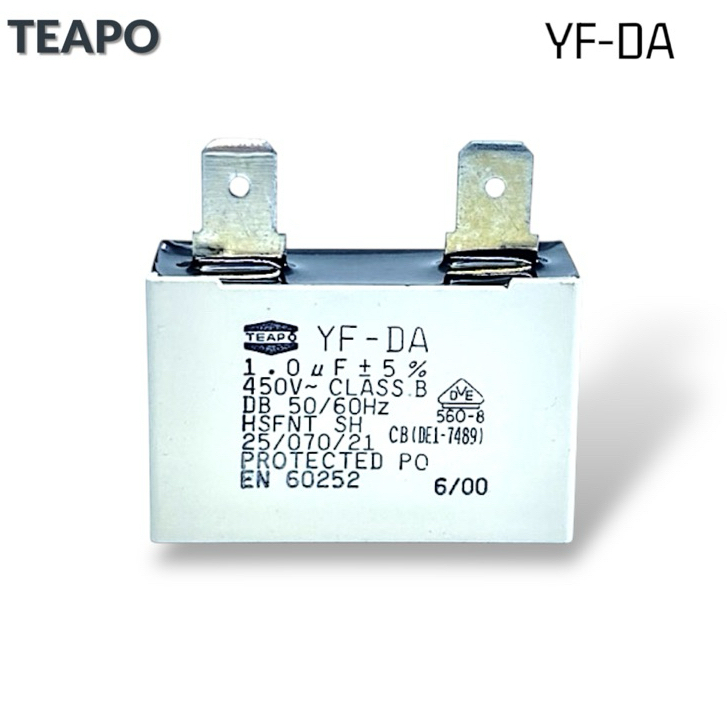 1.0uF 450VAC CBB60 MPP Capacitor TEAPO / JAMICON 1000nF คาปาซิเตอร์มอเตอร์ แอร์ พัดลม ปั๊มน้ำ Made in Taiwan
