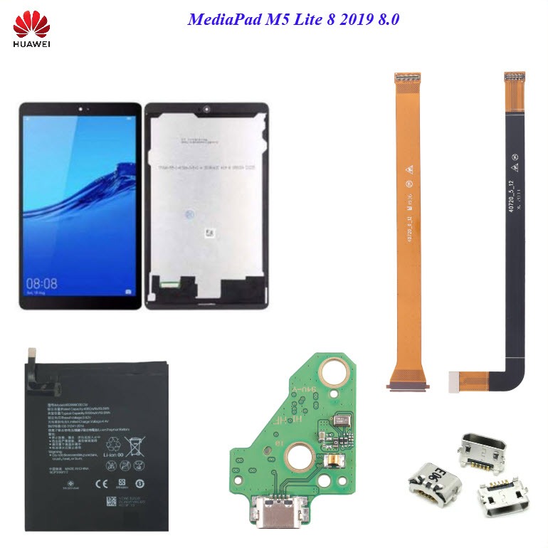 อะไหล่ทดแทน สำหรับ Huawei MediaPad M5 Lite 8 2019(8.0),JDN2-W09,JDN2-L09,JFN2-AL00/สายแพร/ก้นชาร์จ U