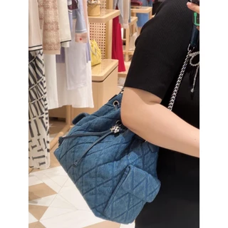 แท้💯% Tory Burch Charlie New style Shoulder bag ดีไซน์ควิลท์ กระเป๋าสะพายข้างแบบเปิดปิดด้วยเชือกรูด