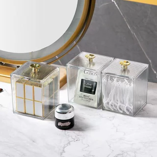 NEW!กล่องใส่สำลีแบบใหม่ กล่องใส่สำลี พร้อมฝาปิด วัสดุอะคริลิค