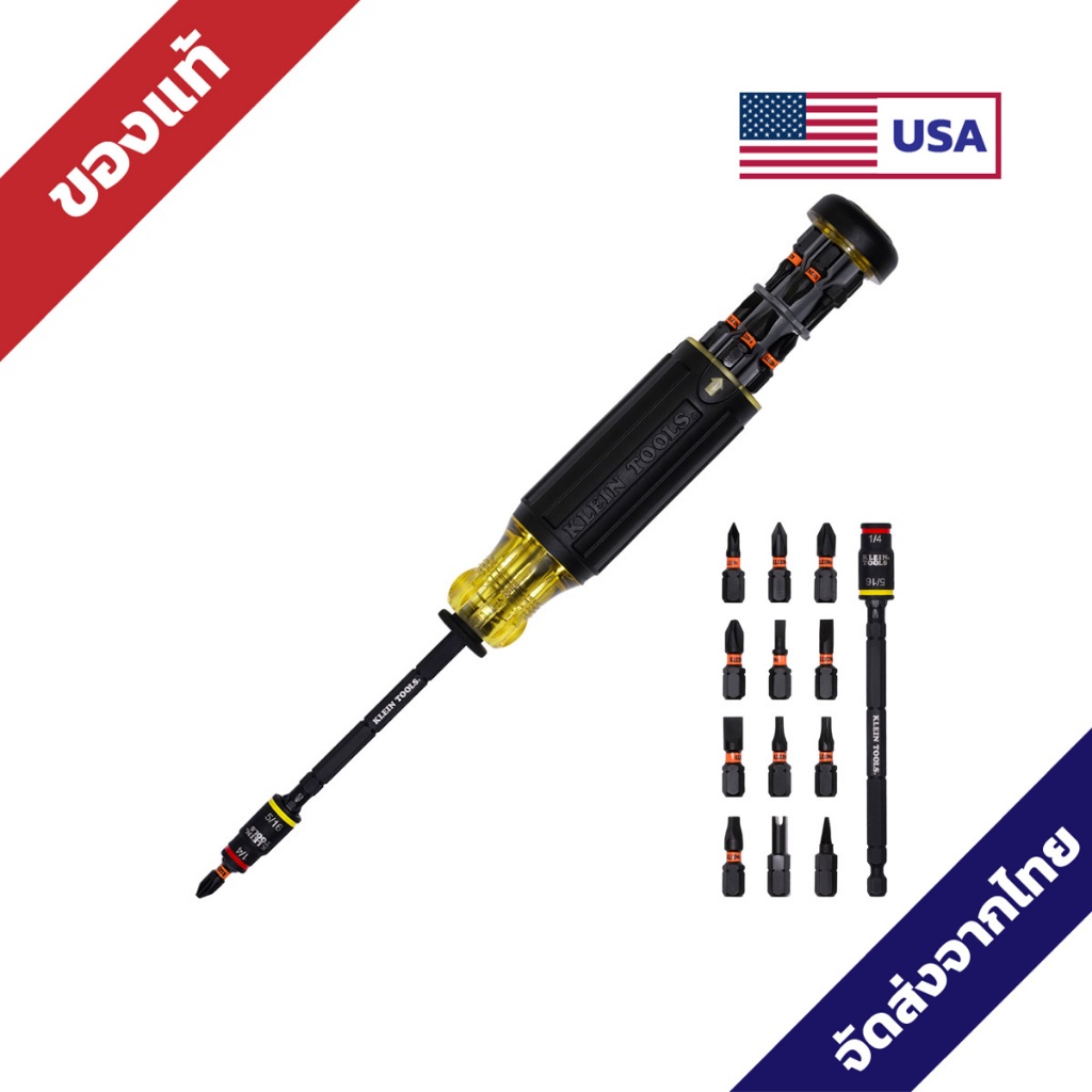 14-in-1 Adjustable Screwdriver with Flip Socket, HVAC Nut Drivers and Bits, Impact Rated - 32304 ไขค