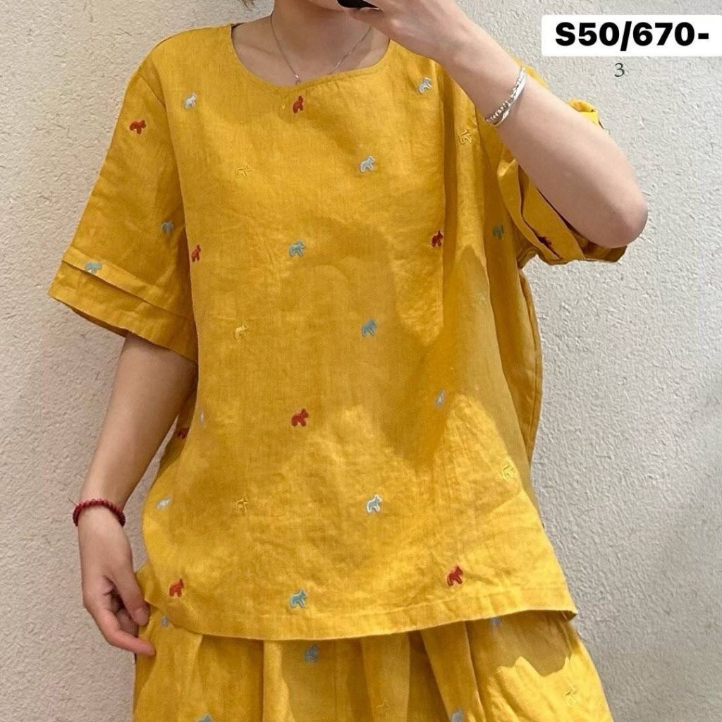 Size อก50 เสื้อ คอกลม ผ้าลินิน