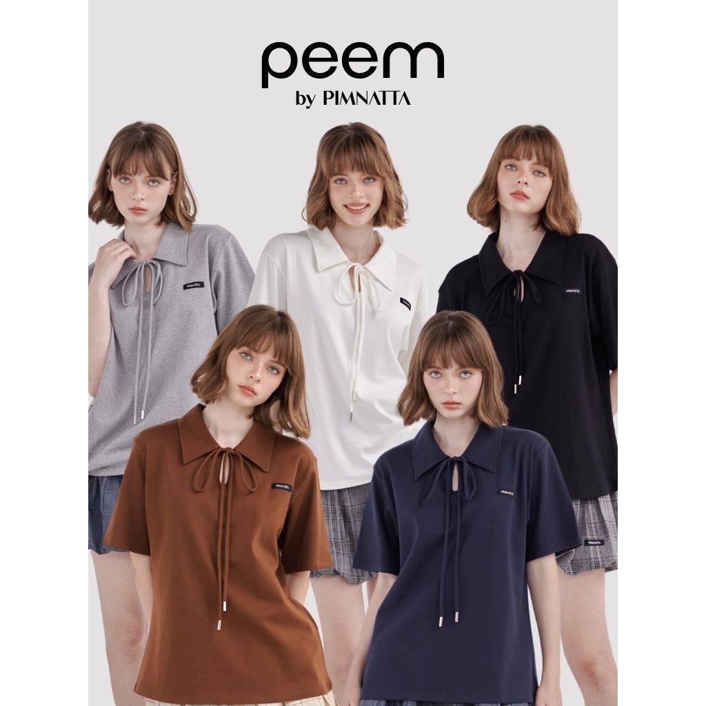 peem by pimnatta | Anya Bow Polo Top เสื้อยืดปกโปโลผูกโบว์ สไตล์แคชชวล เนื้อผ้านุ่มสบาย