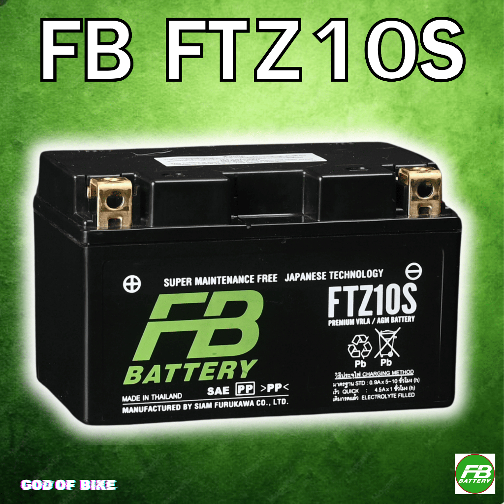 FB BATTERY FTZ10S แบตเตอรี่แห้ง (12V9.1Ah) CBR 600 954 929, CB 500F 500X 650, MT07,MT09,R1,XSR900-YZ