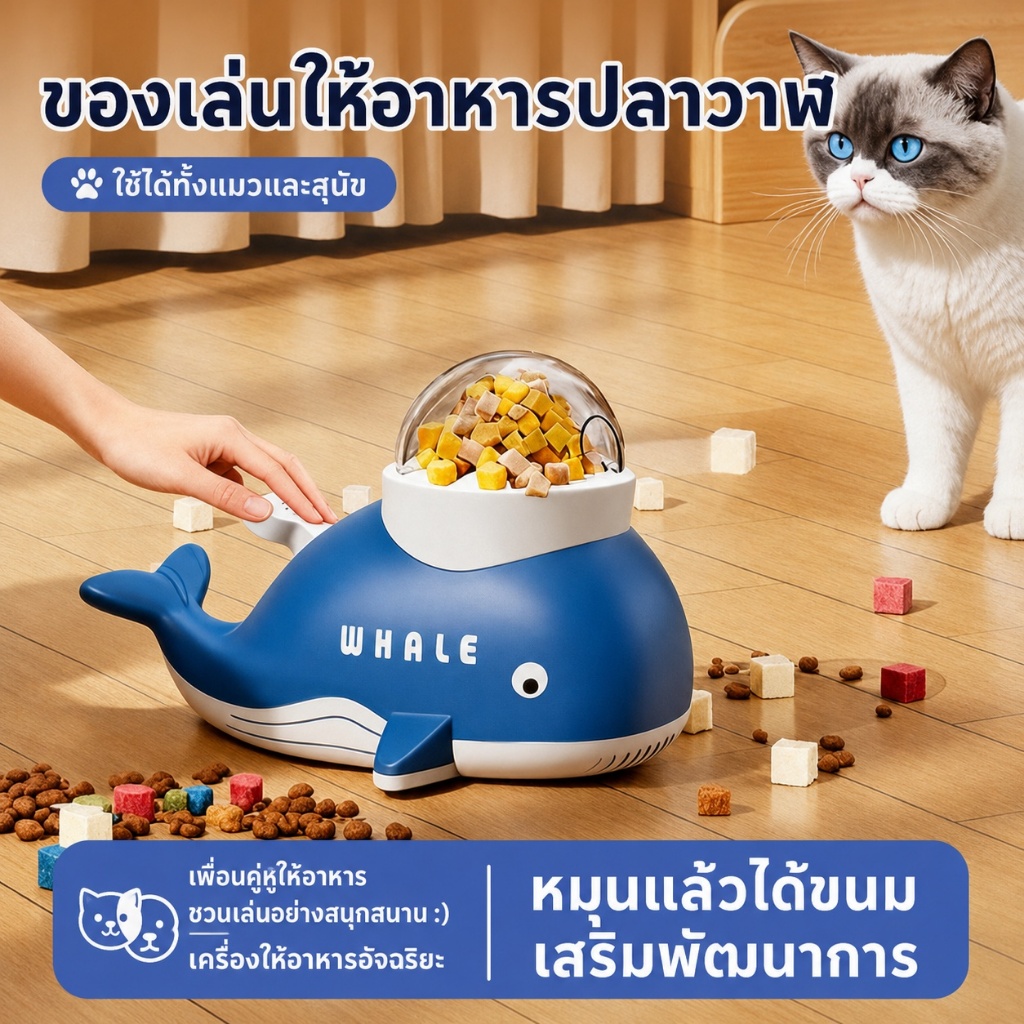 ของเล่นแมวและสุนัข เครื่องให้อาหารสัตว์เลี้ยงอัตโนมัติ อุปกรณ์ฝึกเล่นและคลายเครียดแมว อัตโนมัติ สนุกและเสริมพัฒนาการ