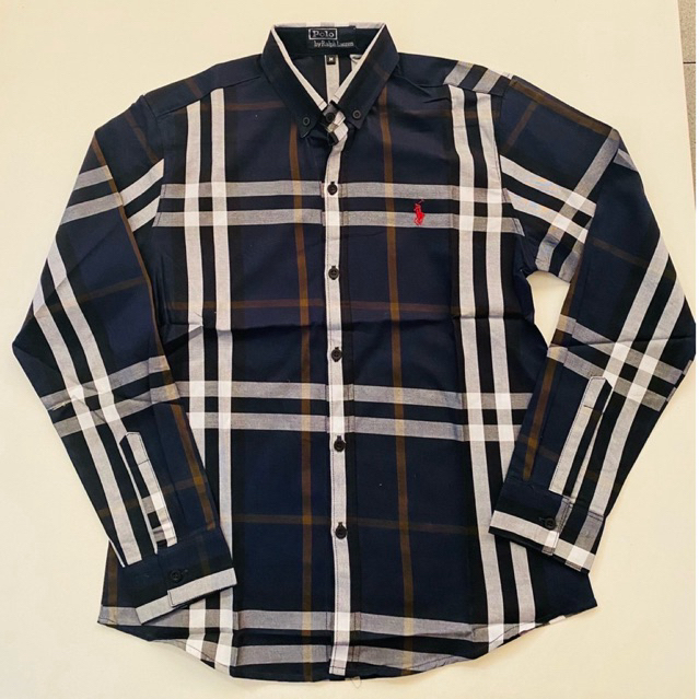 เสื้อเชิ้ตแขนยาวลายสก็อต ปักรวงข้าว ผ้าcotton100 ทรงตรงใส่ได้ชายหญิง