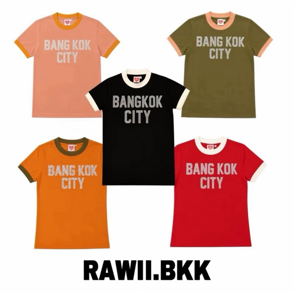 RW133 Bangkok City Style Diamond lroning เสื้อยืดแขนสั้นทูโทน รีดเพชร (แนะนำซักมือนะคะ)