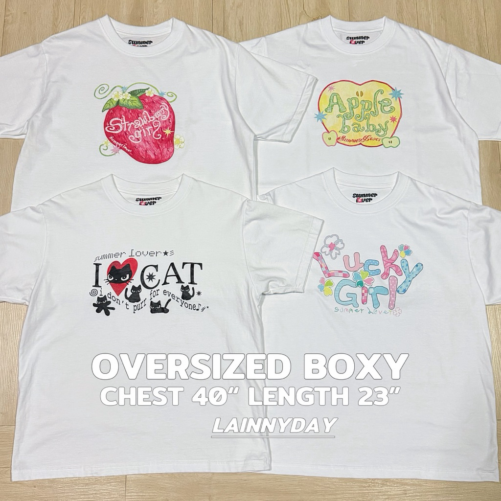 เสื้อยืด ทรง Boxy Crop T-Shirt คอฟิต งาน Summer Lover
