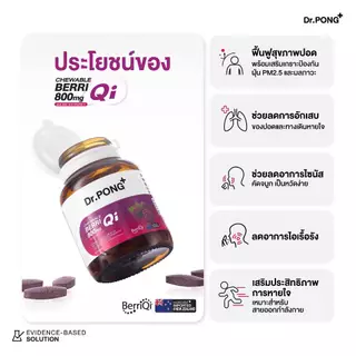 Dr.PONG CHEWABLE BERRIQI 800 mg PLUS ZINC AND VITAMIN C วิตามินเสริมภูมิ อัพภูมิให้ปอด สู้ฝุ่น PM2.5 ลดการไอเรื้อรัง