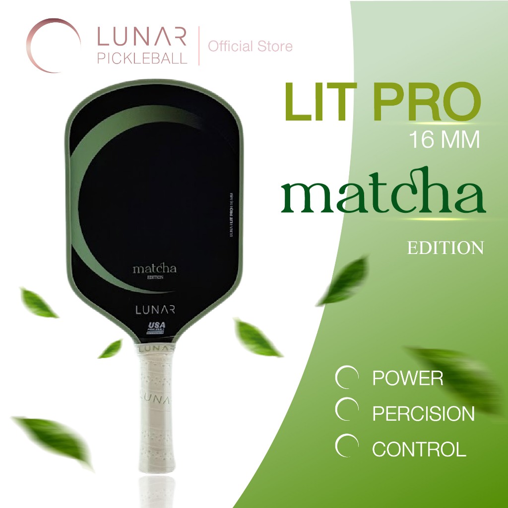 Lunar Pickleball Lit Pro (Power) Matcha 16MM Toray T-700 Raw Carbon Fiber