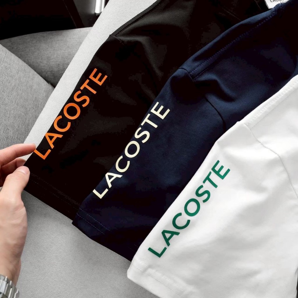 เสื้อยืด LACOSTE คอกลมแขนสั้นดีเทลแต่งสี 3 แถบป้ายครบ รูปที่ 7