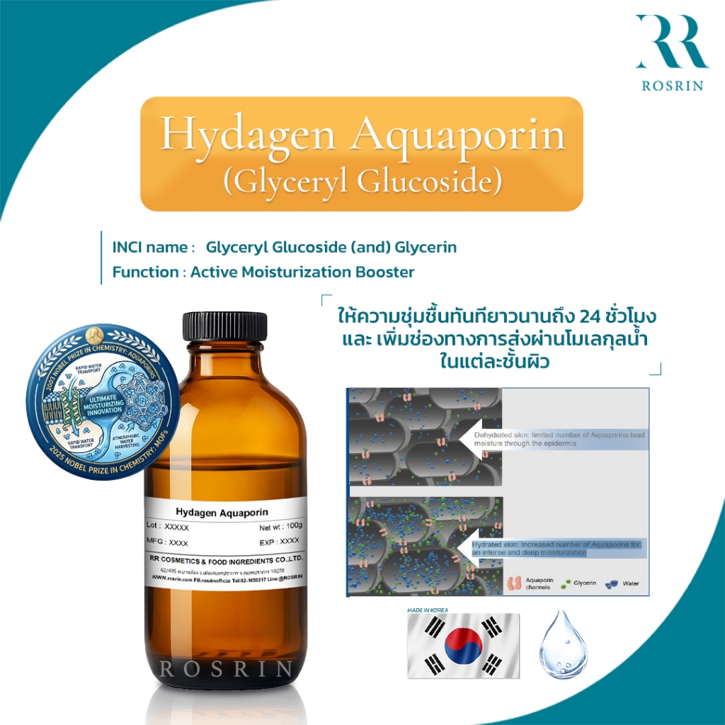 Hydagen Aquaporin "อควาพอริน" เติมน้ำให้ผิว ฟื้นฟูผิวขาดน้ำ รักษาความชุ่มชื้นให้ผิวตลอดวัน (ขนาด 25g, 50g, 100g)