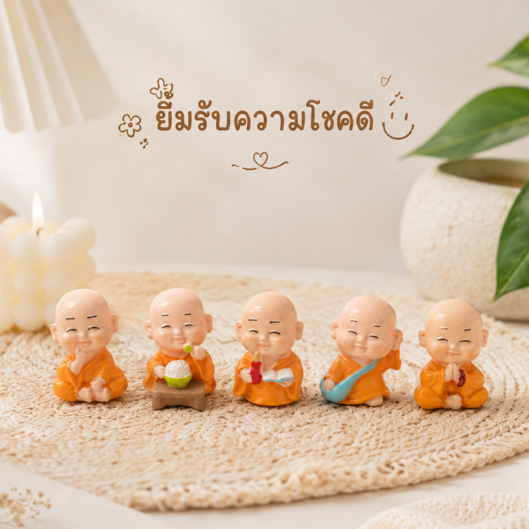 โมเดลตัวจิ๋วเณรน้อย แถมฟรีกาวติด วางตกแต่งวางโชว์สะสม ทำงานดีไอวายทโมเดลฟิกเกอร์