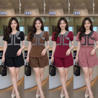 LR23_ชุดเซ็ตกางเกงขาสั้น+เสื้อแขนสั้น ผ้าวูลเวฟ ใส่สบาย