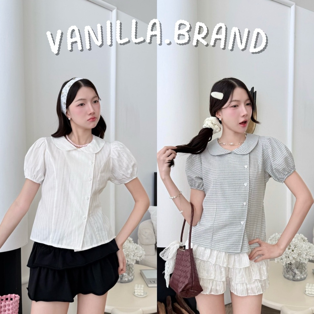 เสื้อคอบัว กระดุมเบี่ยง แต่งหัวใจ -ttm / VB0692