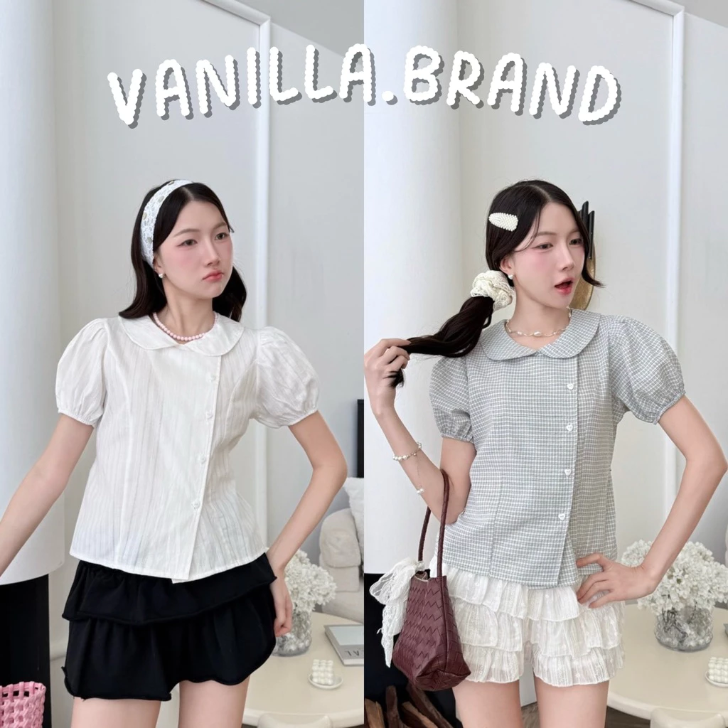เสื้อคอบัว กระดุมเบี่ยง แต่งหัวใจ -ttm / VB0692