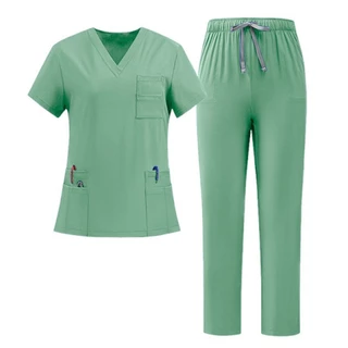 เสื้อ+กางเกงNew Scrub ชุด Unisex ผู้ชายและผู้หญิง Quick-Drying เสื้อยืดผ่าตัดเสื้อผ้าช่องปากพยาบาลหมอเสื้อผ้าทํางานสัตว์
