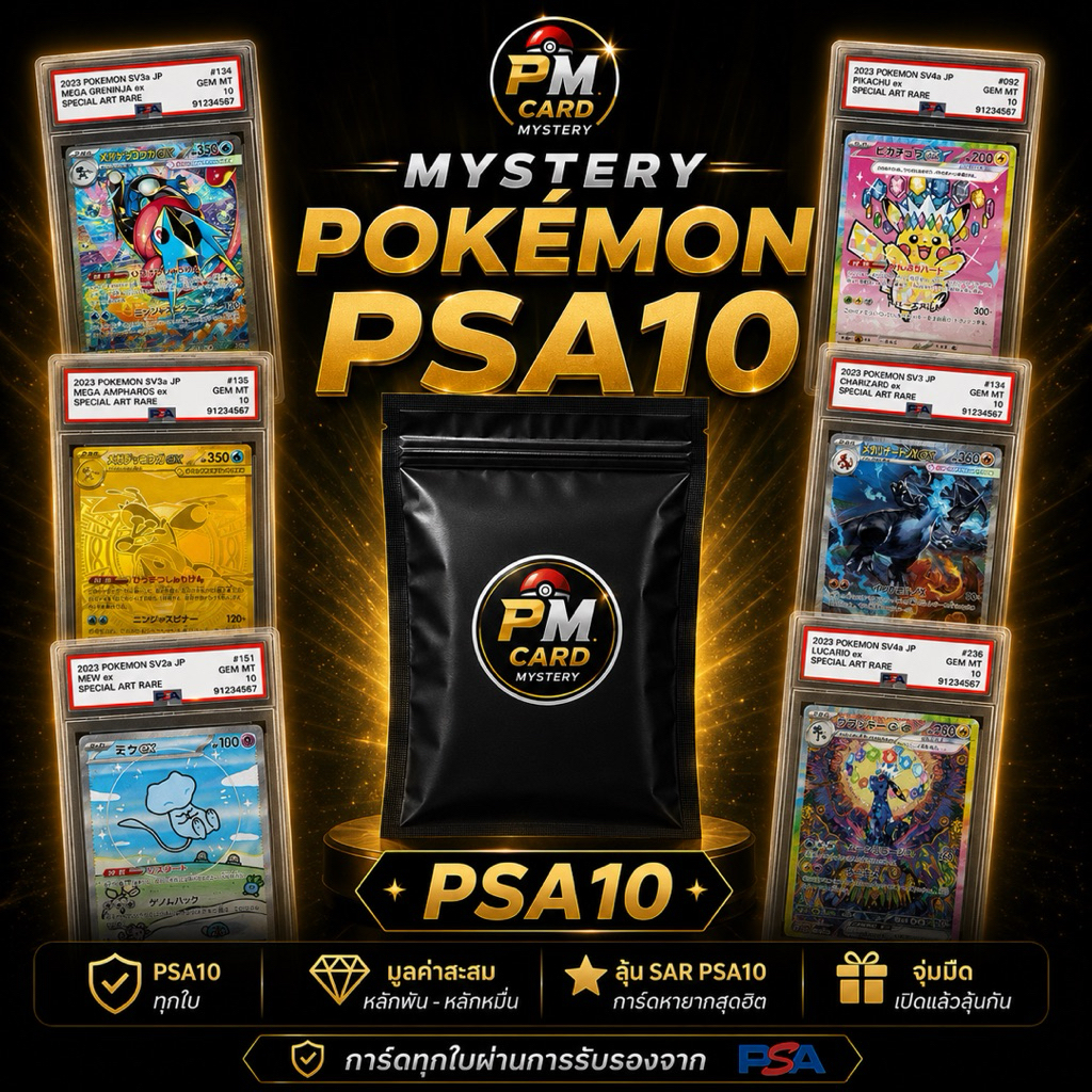 [ MYSTERY ] กล่องสุ่ม Pokémon PSA10 JP การันตี PSA10 + Pack JP 1 ซอง ทุกกล่อง ลุ้น SAR ตัวฮิต